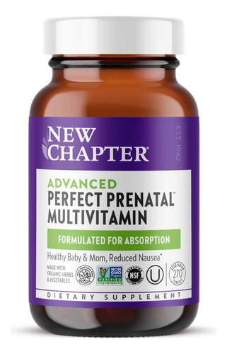 Multivitaminico Prenatal Perfecto New Chapter 270 Tabletas Sabor Sin Sabor