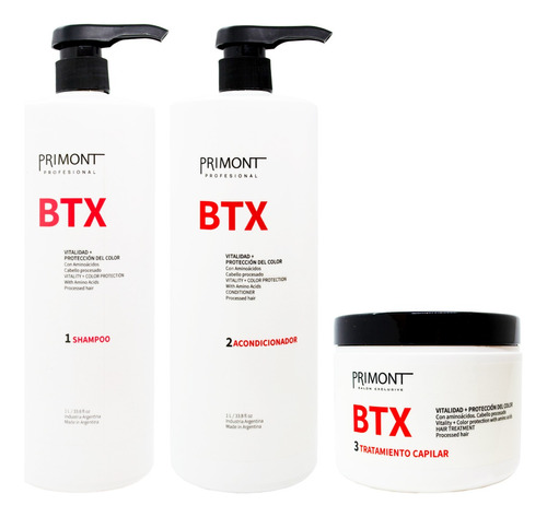 Primont Btx Shampoo + Acondicionador + Mascara Grande Local