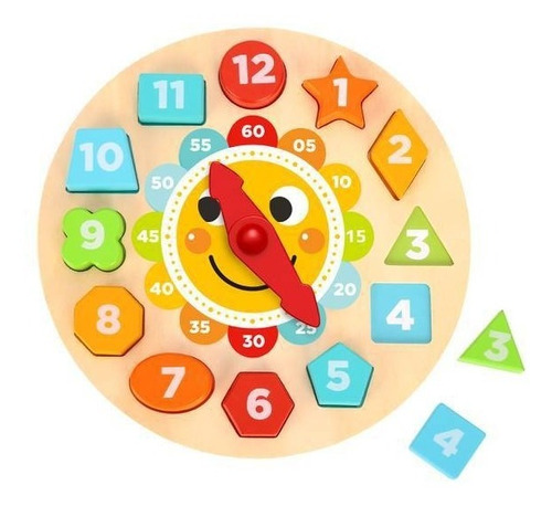 Imagem 1 de 4 de Brinquedo Educativo Relógio Encaixe Solzinho Tooky Toy