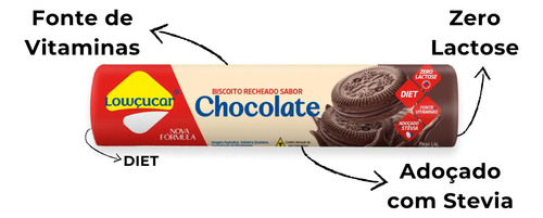 Biscoito Recheado Lowçucar 120g Sabores Diversos Kit Com 16