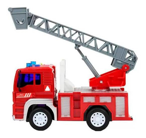 Caminhão Brinquedo Fricção Bombeiro Fire Escada Som Luz 1:20 Cor Vermelho Personagem Caminhões