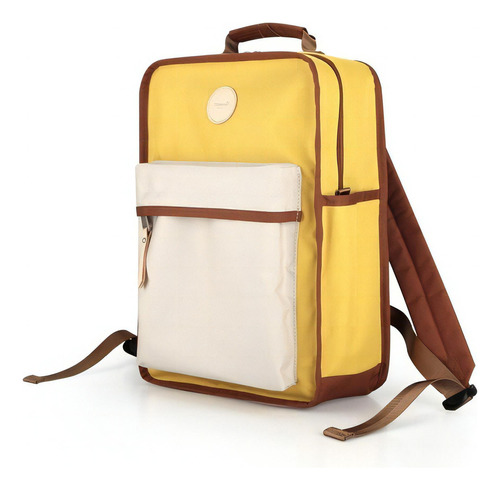 Himawari - Mochila Escolar O De Viaje Porta Laptop H0827-3 Color Amarillo y Crema