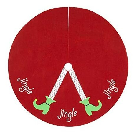 Juvale 30 Inch Elf Christmas Tree Skirt, Borgoña Mwrw H