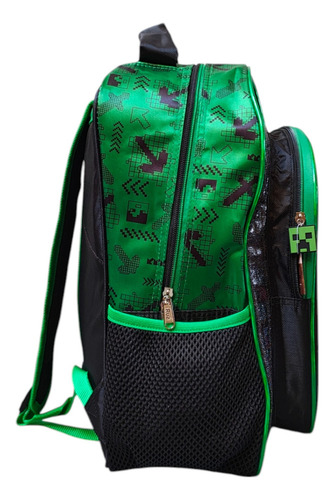 Kit Mochila Lonchera Lapicera Minecraft Movie Creeper Ruz Verde Musgo Impresion 3d