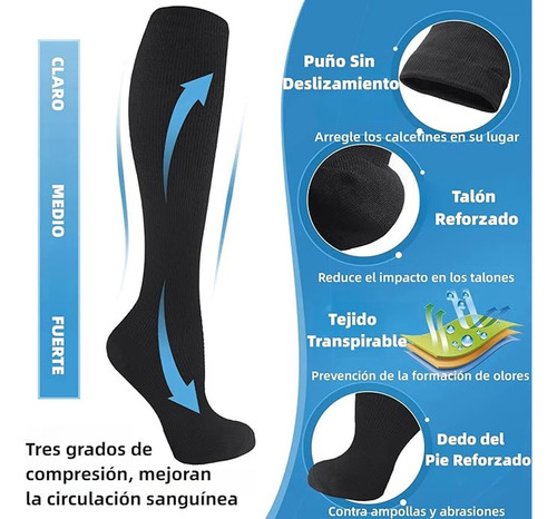Medias Calcetines Compresión Varices Y Circulación Deportiva