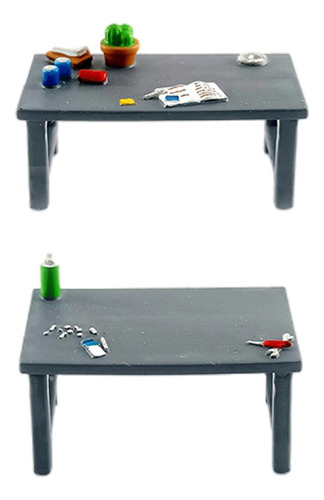1/64 Mini Tienda De Reparación De Mesa De Herramientas Gris