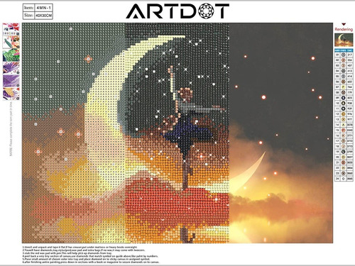 Imagen 3 de 7 de 5d Pintura Por Diamantes Kit Moon Night / Pack De 4 Unidades