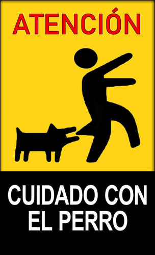 Cartel De Chapa Cuidado Con El Perro- 25 X 15 Cm