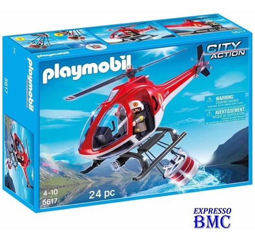 Helicóptero De Combate A Incêndio Bombeiros Playmobil 5617