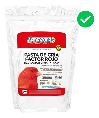 Pasta De Cría Factor Rojo 500g Alamazonas Canario Red Factor