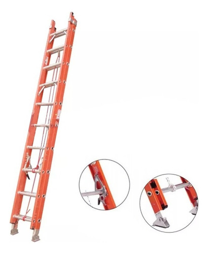 Escalera Colisa 20 Escalon Fibra De Vidrio Lh-2266 Color Naranja