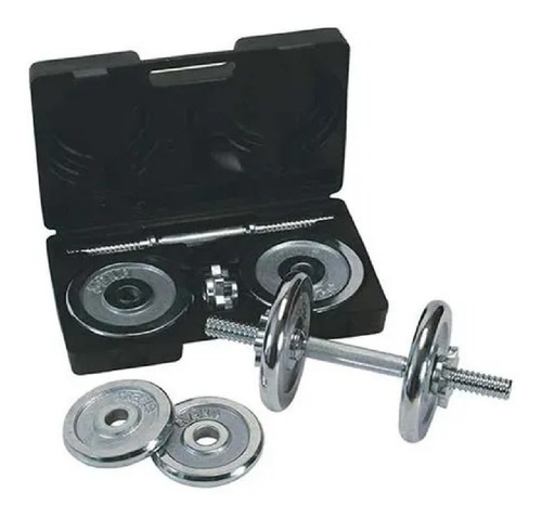 Juego 2 Mancuernas Cromadas 18kg Estuche Ejercicio Casa Fitn