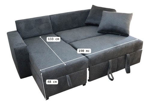 Sala Esquinera Milán Sofá Cama Con Baúl Chaise Izquierdo