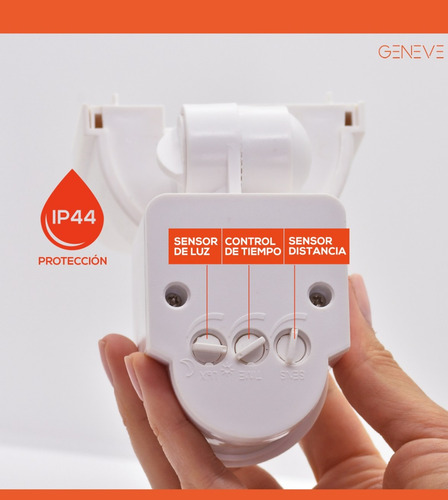 Sensor Movimiento Infrarrojo 180° Ip44 Exterior Apto Led