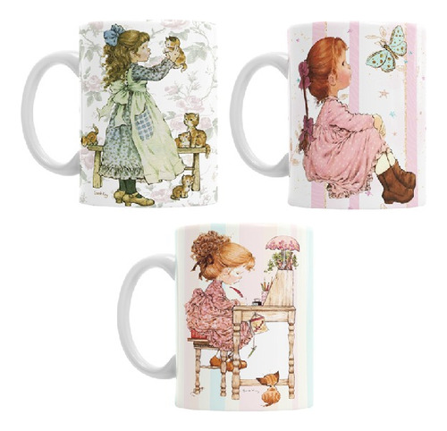 Combo Taza Sarah Kay Por 3u Cerámica Importada Con Caja