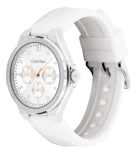 Reloj Calvin Klein Mujer Vibrancy 25100106 Blanco 38mm Bisel Plateado