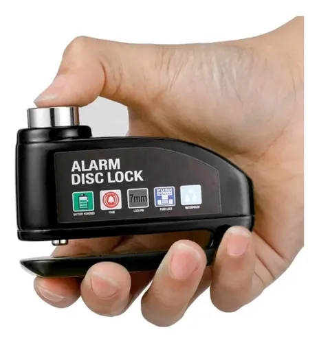 Trava Cadeado De Freio Disco Com Alarme Sonoro Para Moto Cor Preto
