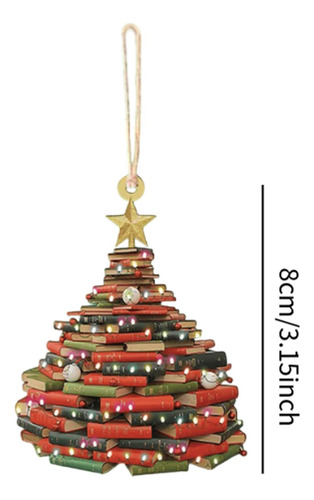 4 Adorno Para De Navidad Con Forma De Libro, Colgante Para B