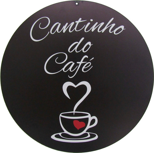 Placa Decorativa Redonda Preta Cantinho Do Café Mdf