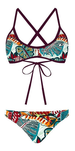 Imagen 1 de 8 de Flower Forest - Demi Tieback Bikini Traje De Baño Para Dama