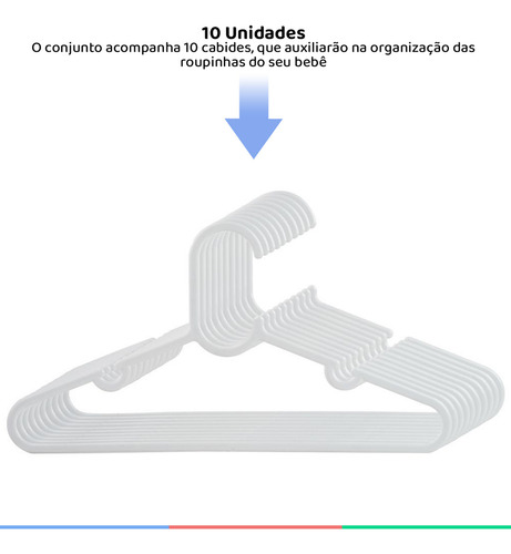 Cabide Infantil Com Encaixe Para Alças 10 Unidades Buba Cor Branco
