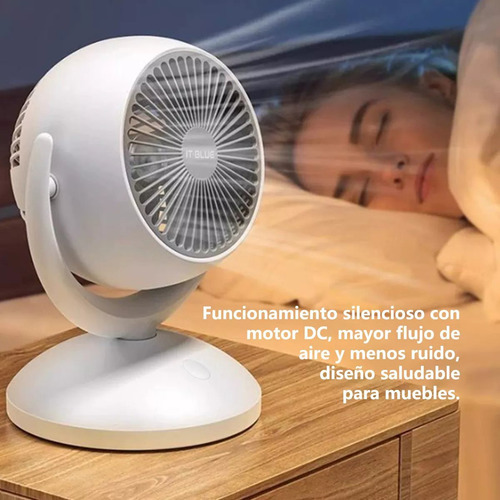 Ventilador De Mesa Portátil Recargable Con 4 Velocidades 48.26 Cm Blanco Plástico 3