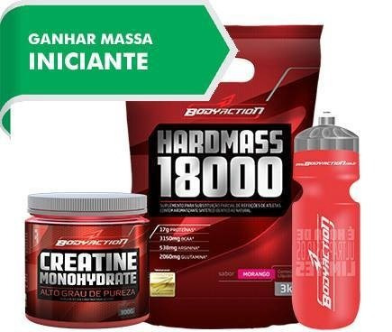 Ganho De Massa Hardmass 3kg + Creatina 150g + Testo Hgh Uva