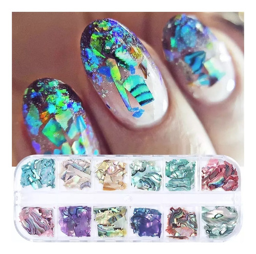 Kit 12 Madre Pérola Unha Encapsulada Unhas De Gel Decoradas