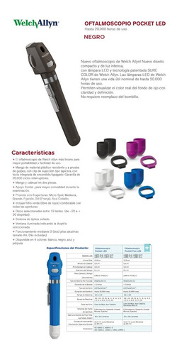 Imagen 9 de 10 de Oftalmoscopio Welch Allyn Pocket Led 2.5v Con Mango Negro