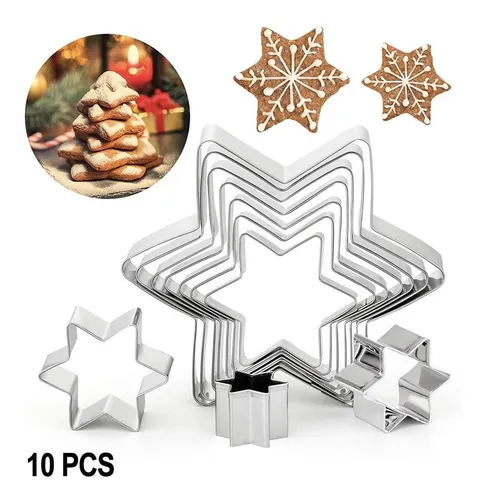 Fondant Molde de Figuras Varias Tema Navidad 10 Piezas Chocolates Cookie Lrikas Navidad Moldes para Galletas de Acero Inoxidable Cortadores para Repostería 10