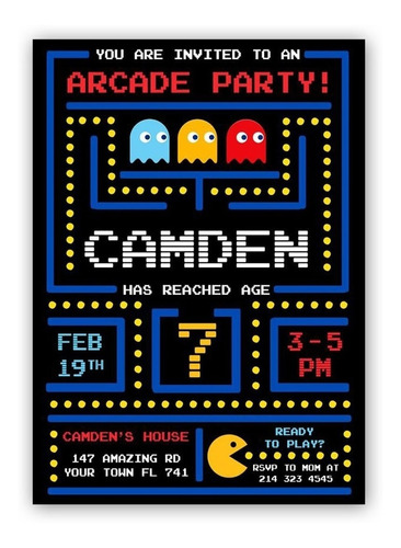 Invitación Digital Y Para Imprimir De Pacman