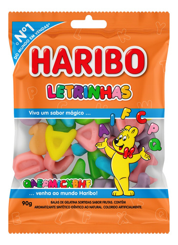 Bala de Gelatina Frutas Letrinhas Haribo Pacote 90g