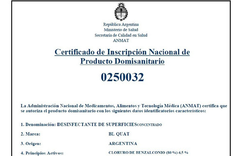 Imagen 2 de 9 de Amonio Cuaternario Desinfectante Maxima Concentracion!