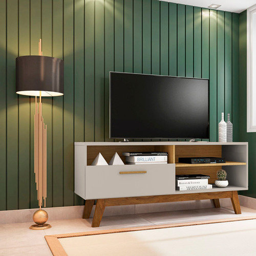 Rack Tv 55 Paladio Blanco Invierno Canela