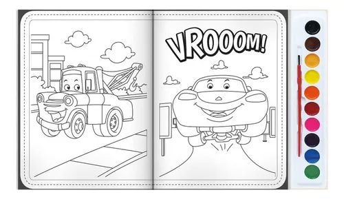 Livro Brincando com Aquarela: Carros Crianças Filhos Infantil