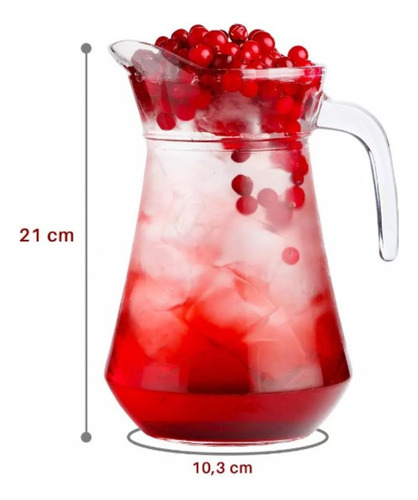 Jarra De Vidro 1300ml 21x10,3cm Para Dia A Dia Suco E Agua Transparente
