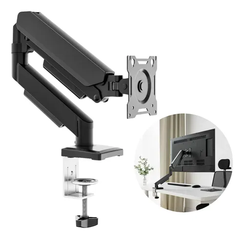 Suporte Para Monitores Articulado De Mesa Pistão A Gás 13-32 Preto Com Pintura Eletrostástica