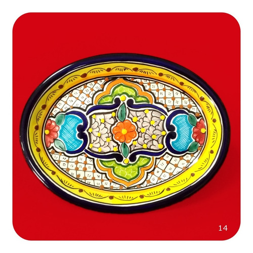 Imagen 4 de 6 de 3 Charolas Ovalada De Talavera Poblana 22x17 Cm Botanero Chr