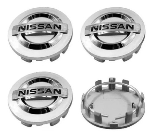 4x Centro Tapón De Rin Nissan 54mm Color Plata Envío Gratis