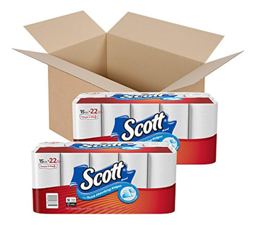 Toallas De Papel Scott Choose-a-sheet, White, 15 Mega Rolls 