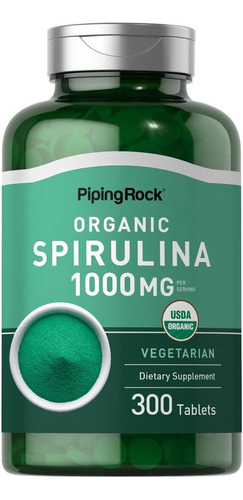 Suplemento En Cápsula Piping Rock  Suplementos Espirulina En Botella De 100ml 300 Un