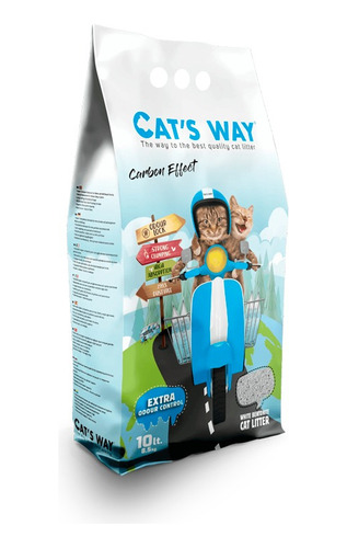 Arena Aglomerante Gato Cats Way 10lts (8,5kg) Efecto Carbón