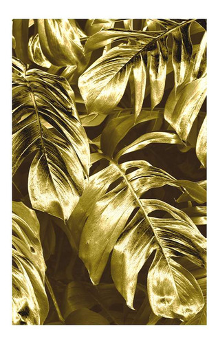 Vinilo 60x90cm Monstera Oro Plantas Deco Moderno Hojas