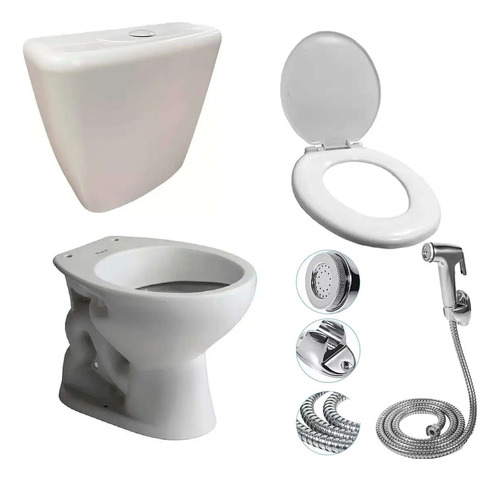 Combo Inodoro Ferrum Mochila Pvc Asiento Pvc + Bidet Gatillo