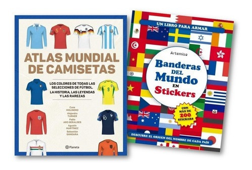 * 2 Libros Atlas Mundial De Camisetas + Banderas Del Mundo *