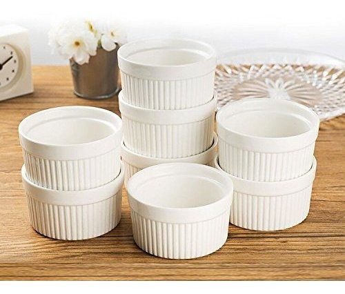 Set De 8 Piezas 6 Oz De Porcelana Redonda Horno Safe Ramekin