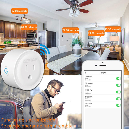 Imagen 5 de 10 de Hyiear Wifi Enchufe Inteligente Contactos, Con Alexa,google