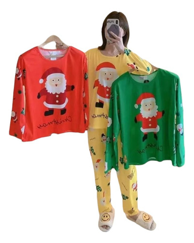 Pijama Navideña Conjunto Dos Piezas Pantalón Y Blusa Navidad