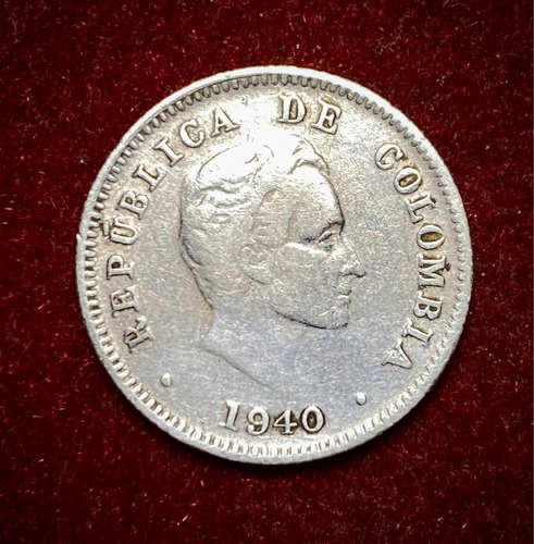 Moneda 10 Centavos Colombia 1940 Plata 0.900 Km 196.1