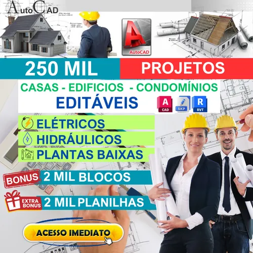 comprar Pacote 250 Mil Projetos Autocad + Bonus + Brinde